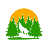 Die Cut Vinyl Howling Wolf In Forest Decal