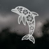 Die Cut Vinyl Tropical Hibiscus Dolphin Decal