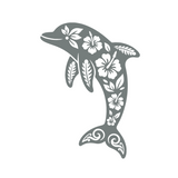 Die Cut Vinyl Tropical Hibiscus Dolphin Decal