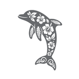 Die Cut Vinyl Tropical Hibiscus Dolphin Decal
