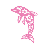 Die Cut Vinyl Tropical Hibiscus Dolphin Decal