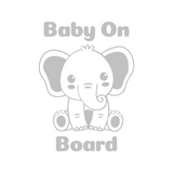 Die Cut Vinyl Elephant Baby On Board Decal - Waterproof Vehicle / Window Decal