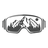 Snowy Mountain Scene in Ski Goggles Die Cut Vinyl Decal