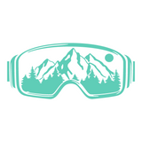Snowy Mountain Scene in Ski Goggles Die Cut Vinyl Decal