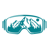 Snowy Mountain Scene in Ski Goggles Die Cut Vinyl Decal
