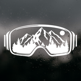 Snowy Mountain Scene in Ski Goggles Die Cut Vinyl Decal