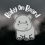 Hippo Baby On Board Waterproof Die Cut Vinyl Car Decal