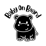 Hippo Baby On Board Waterproof Die Cut Vinyl Car Decal