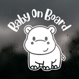 Hippo Baby On Board Waterproof Die Cut Vinyl Car Decal