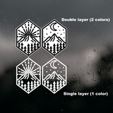 Die Cut Vinyl Decal Pack - Outdoor Scene Line Art Night & Day - Camper Decal Set
