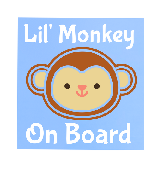 Little Monkey Baby On Board Vinyl Car Sticker Decal