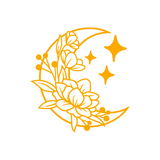 Die Cut Vinyl Floral Moon And Star Decal - Vehicle / Window / Craft Decal