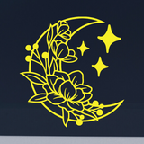 Die Cut Vinyl Floral Moon And Star Decal - Vehicle / Window / Craft Decal - Get Decaled