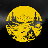 Die Cut Vinyl Decal - Riverside Campfire Scene