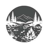 Die Cut Vinyl Decal - Riverside Campfire Scene