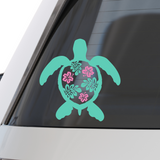 Die Cut Vinyl Sea Turtle Hibiscus Shell Decal - Waterproof Vehicle, Window, Tumbler Decal Sticker - Get Decaled