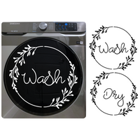 2 PC Die Cut Vinyl Branch Wreath Washer And Dryer Decal Pack - Laundry Room Decor