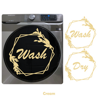2 Pc Die Cut Vinyl Washer And Dryer Decal Pack - Foliage Leaf Line Art Hexagon Decal