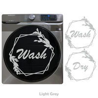 2 Pc Die Cut Vinyl Washer And Dryer Decal Pack - Foliage Leaf Line Art Hexagon Decal
