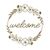 Die Cut Vinyl Removable 'Welcome' Decal With Floral Themed Circle Wreath - Get Decaled