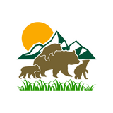 decal of a Family of bears with mountains and sun in the background