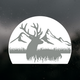 Die Cut Vinyl Decal Featuring A Bedding Buck Within A Sunrise Silhouette - Get Decaled