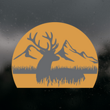Die Cut Vinyl Decal Featuring A Bedding Buck Within A Sunrise Silhouette - Get Decaled