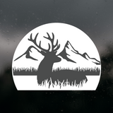 Die Cut Vinyl Decal Featuring A Bedding Buck Within A Sunrise Silhouette - Get Decaled