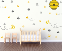 New Die Cut Vinyl Flying Bee And Hive Nursery Mural Decal Pack - Nursery Decor