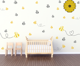 New Die Cut Vinyl Flying Bee And Hive Nursery Mural Decal Pack - Nursery Decor