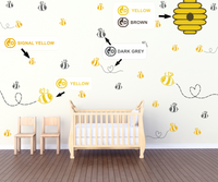 New Die Cut Vinyl Flying Bee And Hive Nursery Mural Decal Pack - Nursery Decor