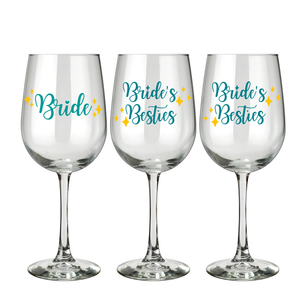 wedding decals, wedding decor, bride party decals, bridal party wine glass decal, wedding decorations, decal, diy wedding decor
