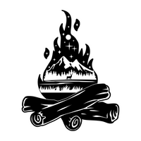 Die Cut Vinyl Custom Campfire Scene Decal - Camper / Car / Window Decal
