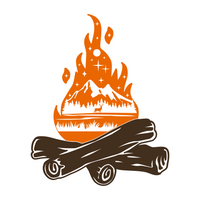 Die Cut Vinyl Custom Campfire Scene Decal - Camper / Car / Window Decal
