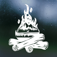 Die Cut Vinyl Custom Campfire Scene Decal - Camper / Car / Window Decal