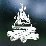 Die Cut Vinyl Custom Campfire Scene Decal - Camper / Car / Window Decal