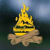 Die Cut Vinyl Custom Campfire Scene Decal - Camper / Car / Window Decal