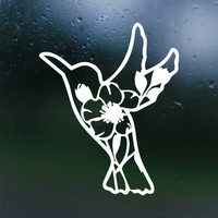 Die Cut Vinyl Hummingbird Floral Decal - Vehicle, Window, Tumbler Waterproof Sticker Decal