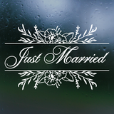 Die Cut Vinyl Removable 'Just Married' Decal With Elegant Floral Open Frame - Wall Vinyl - Get Decaled