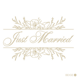 Die Cut Vinyl Removable 'Just Married' Decal With Elegant Floral Open Frame - Wall Vinyl - Get Decaled