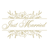 Die Cut Vinyl Removable 'Just Married' Decal With Elegant Floral Open Frame - Wall Vinyl - Get Decaled