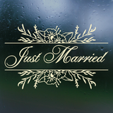 Die Cut Vinyl Removable 'Just Married' Decal With Elegant Floral Open Frame - Wall Vinyl - Get Decaled