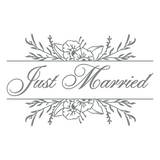 Die Cut Vinyl Removable 'Just Married' Decal With Elegant Floral Open Frame - Wall Vinyl - Get Decaled