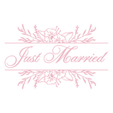 Die Cut Vinyl Removable 'Just Married' Decal With Elegant Floral Open Frame - Wall Vinyl - Get Decaled