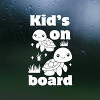 Die Cut Vinyl Turtle Themed "Kids On Board" Decal - Waterproof Vinyl Decal