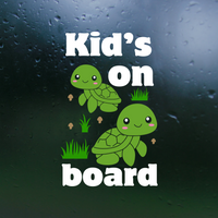 Die Cut Vinyl Turtle Themed "Kids On Board" Decal - Waterproof Vinyl Decal