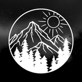 Large Die Cut Vinyl Decal - Round Mountain Scene