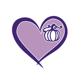 Heart-shaped logo with a pumpkin inside on a white background