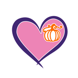 Heart-shaped logo with a pumpkin inside on a white background