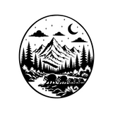 Die Cut Vinyl Decal - Racoon Family Forest Night Walk